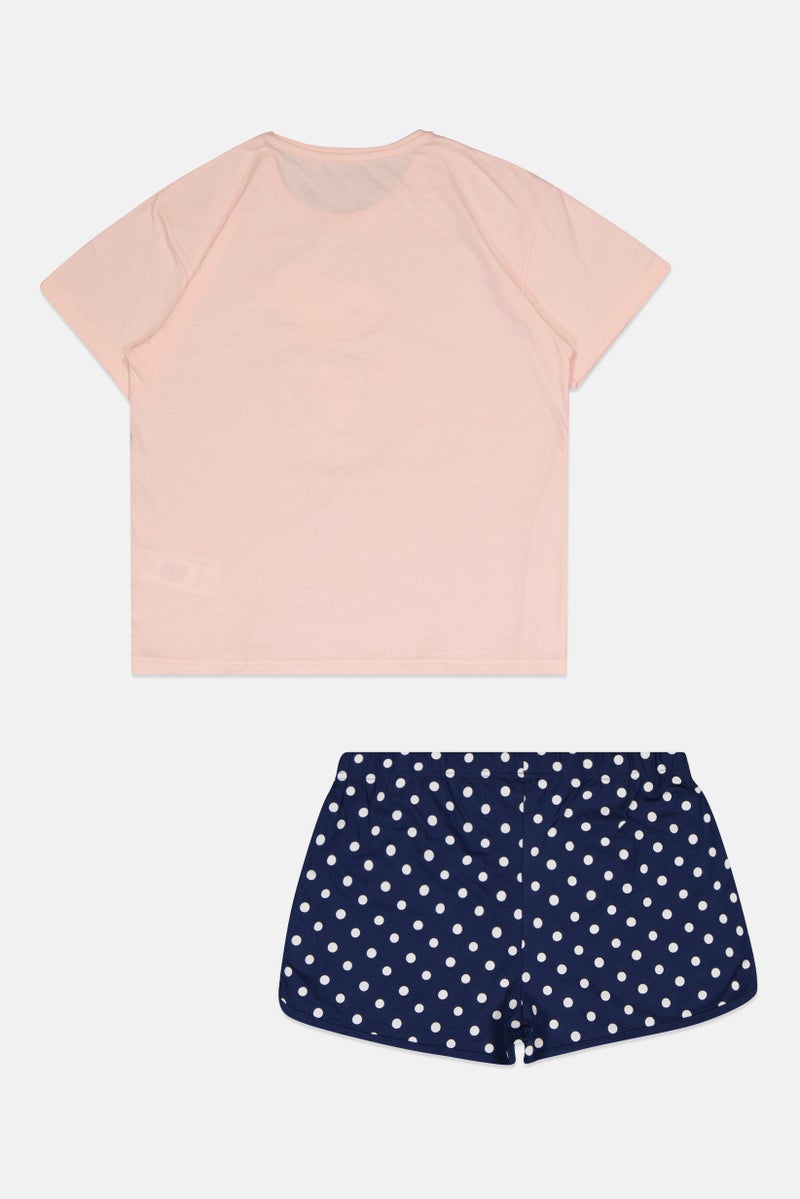 Peanuts Kids Girl 2 Pcs Graphic Print T-Shirt And Shorts Pyjama Set, Multicolor - Image 3